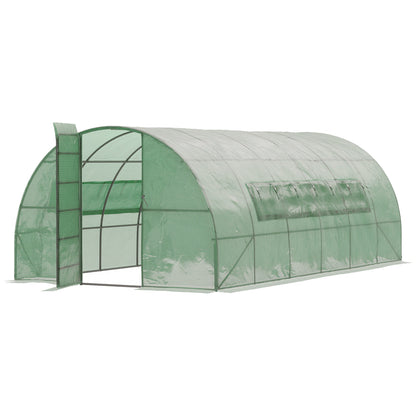 Reinforced Walk-In Polytunnel Greenhouse with Metal Hinged Door