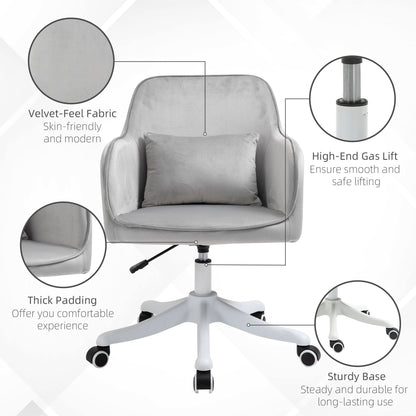 Vinsetto Velvet-Feel Office Chair with Rechargeable Electric Vibration Massage Lumbar Pillow