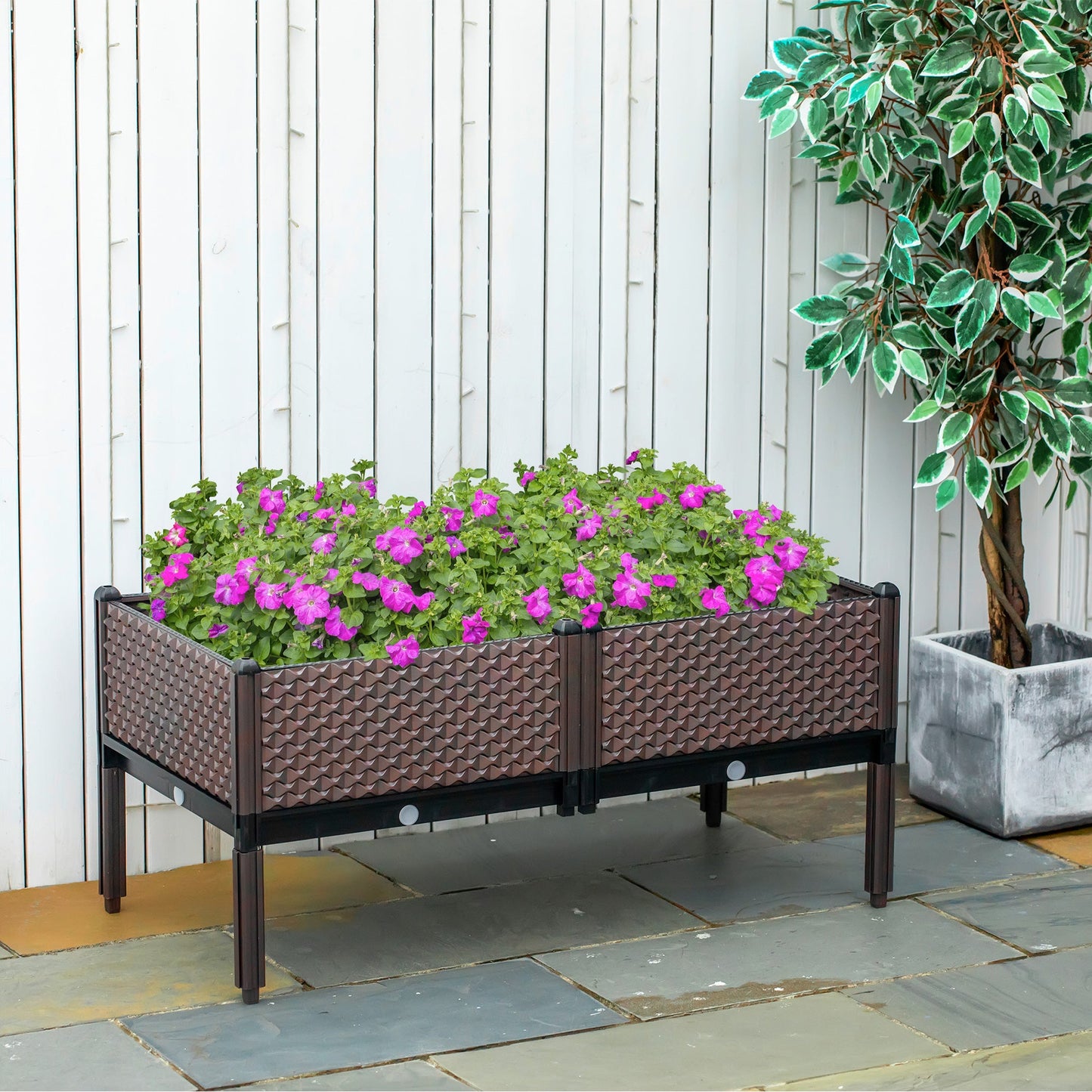 Set of 2 Raised Garden Bed Elevated Planter Box with Self-Watering Design