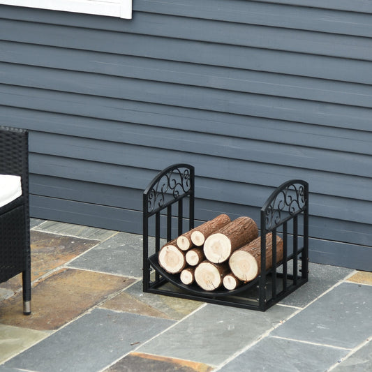 Iron Arched Log Rack Black