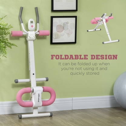 Folding Ab Trainer With LCD Monitor White & Pink by Sportnow