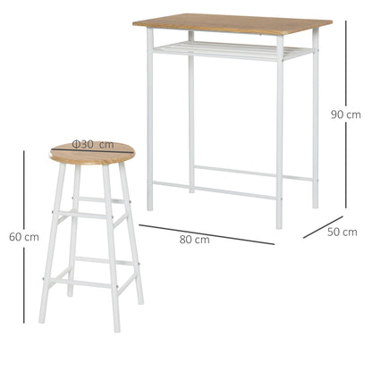 3-Piece Dining Kitchen Set with 1 Table and 2 Matching Chairs for Home Pub Cafe