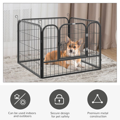 PawHut Heavy Duty Dog Pens Pet Puppy Metal PlayPen 4 Panel Foldable Dog Crate Kennel 82 x 82 x 60 cm