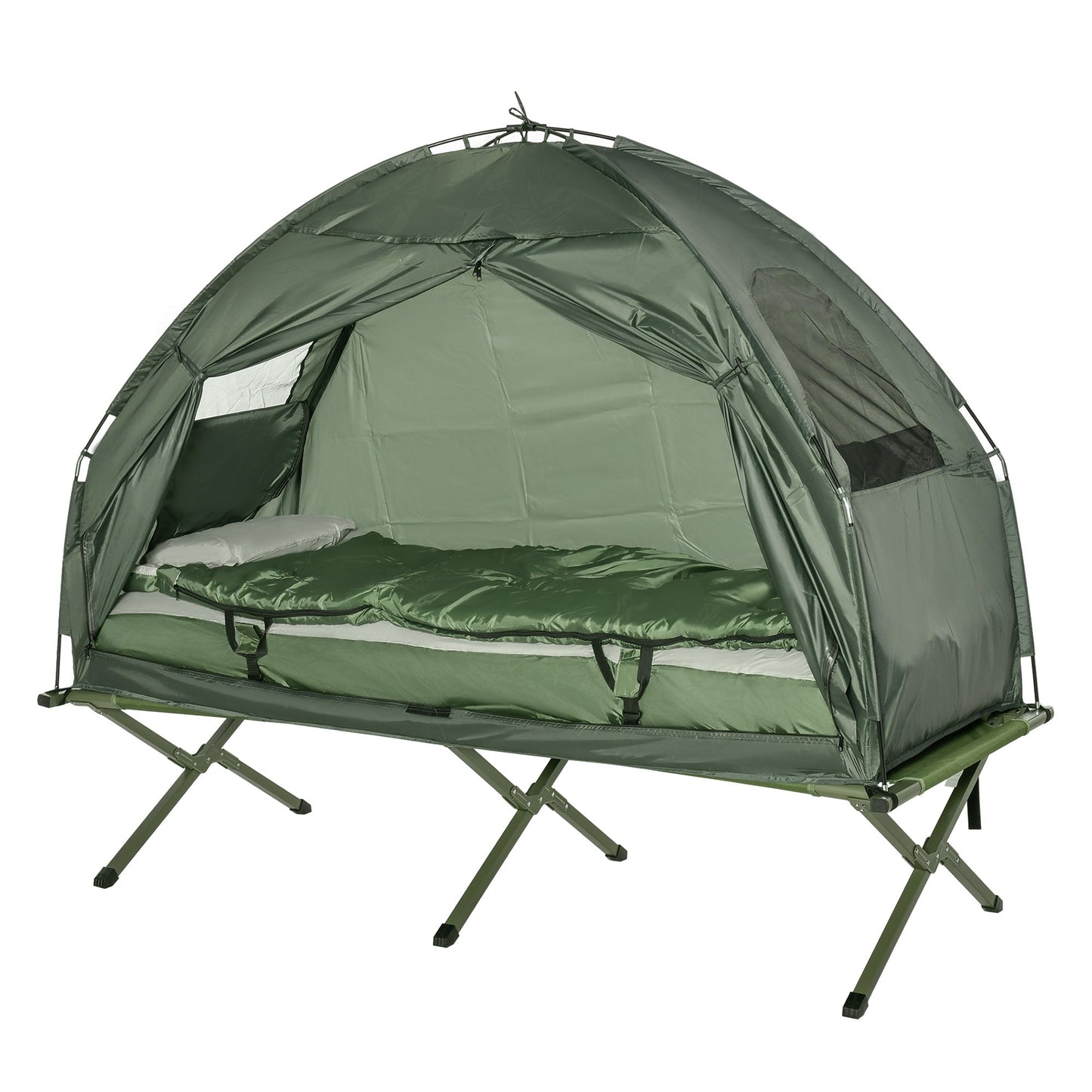 1-person Foldable Camping Tent W/ Sleeping Bag-Army Green