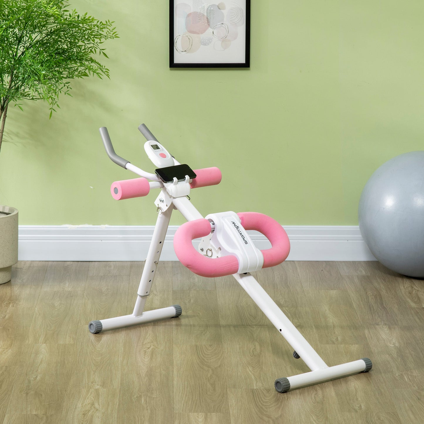 Folding Ab Trainer With LCD Monitor White & Pink by Sportnow