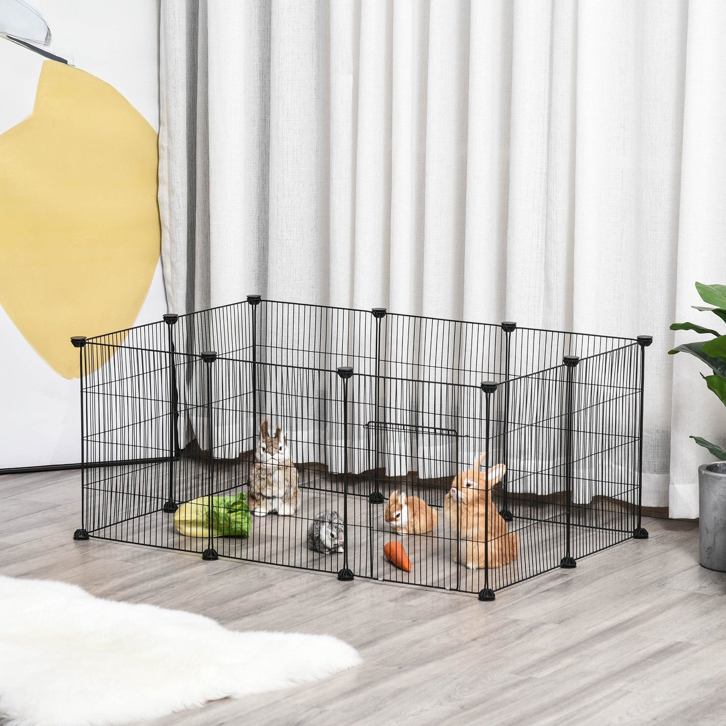 22 Panel Small Animal Playpen Black by Pawhut