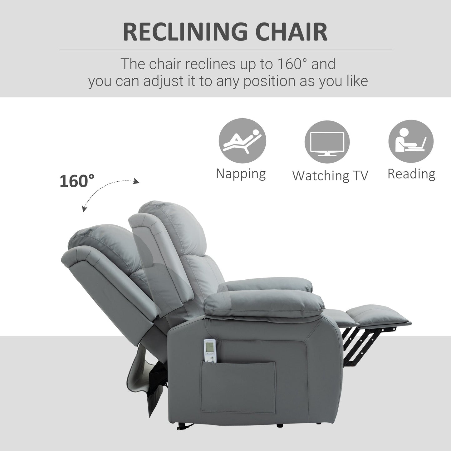 Homcom Electric Power Lift Recliner Chair Vibration Massage Reclining Chair with Remote Control and Side Pocket