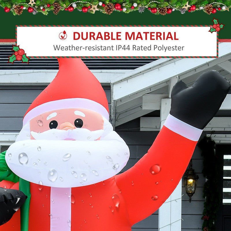 Homcom 2.4m LED Polyester Santa Claus Christmas Inflatable