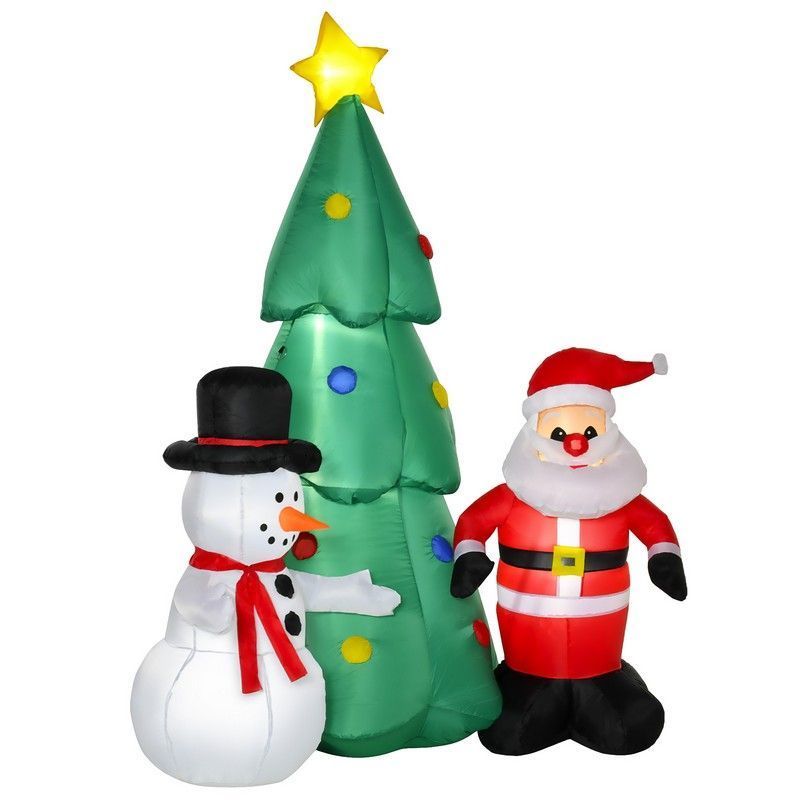 6ft Christmas Inflatable Tree Snowmen Santa Claus Outdoor Decoration for Garden