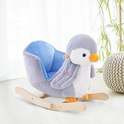 Children Kids Animal Rocking Horse Penguin Plush Musical Button 32 Songs Kid Rocker