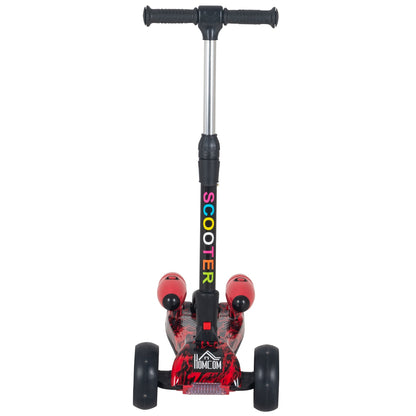 Scooter for Kids Toddler 3 Wheel Adjustable Height w/ Flashing Wheels Music Water Spray Foldable Kick Scooter for Boys and Girls 3 - 6 Yrs Red