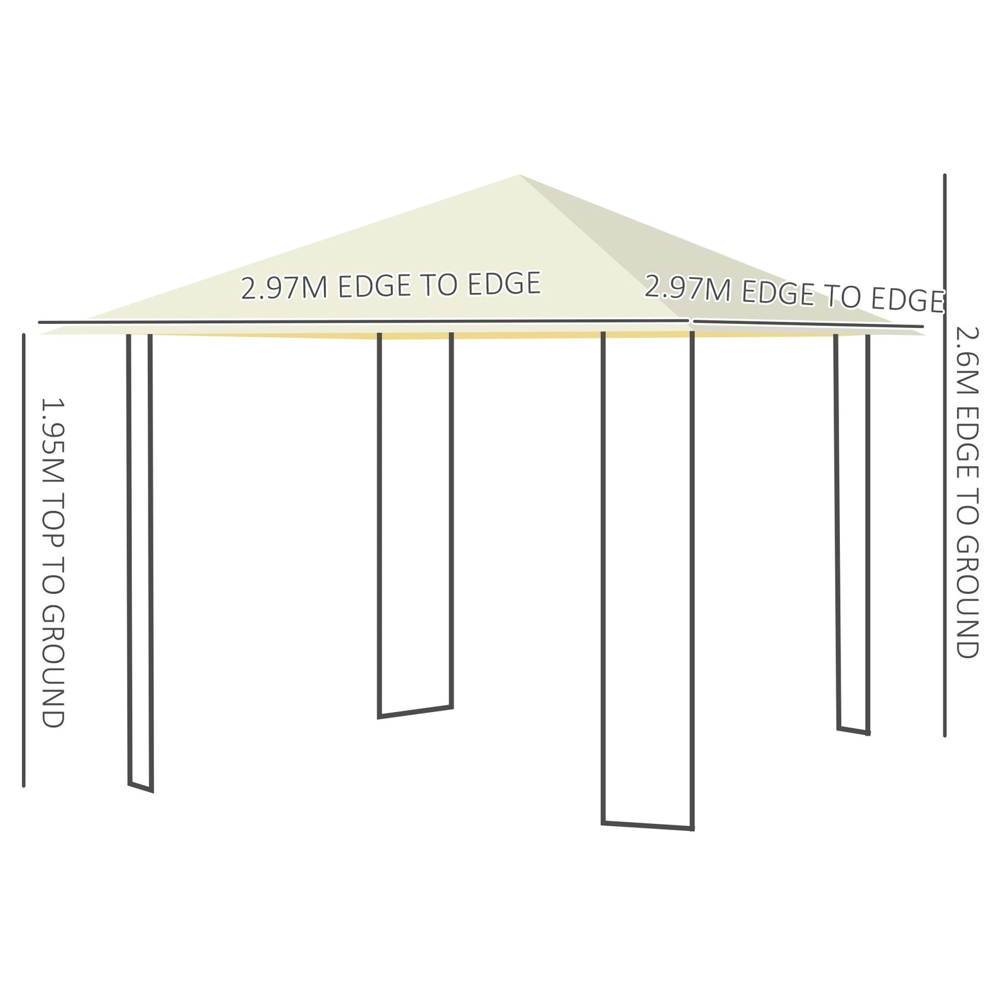 3 x 3 Meters Patio Garden Metal Gazebo Marquee Steel Frame with Canopy Awning Tent Water Resistant Cream