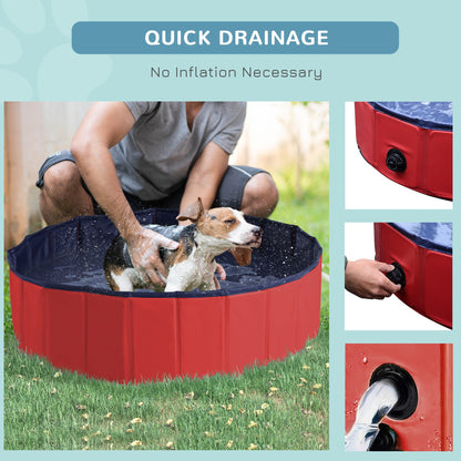 PawHut 100x30H cm Pet Swimming Pool-Red