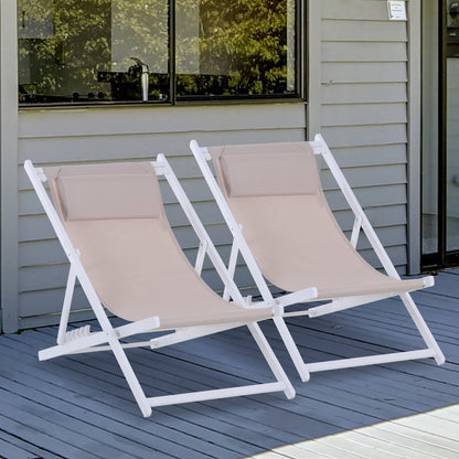 Textilene Chaise Lounge Recliner Chair Adjustable Sun Lounger Patio White