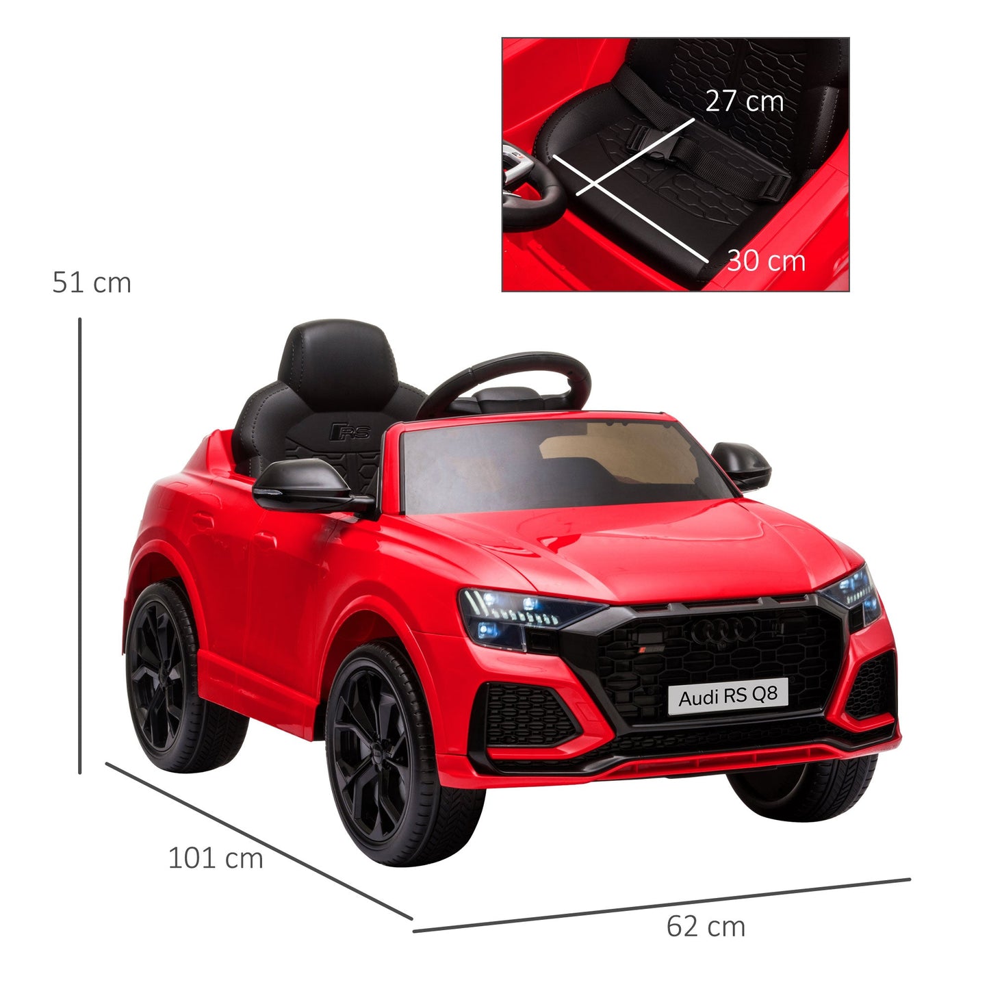 Audi RS Q8 6V Kids Electric Ride On Car Toy w/ Remote USB MP3 Bluetooth Red