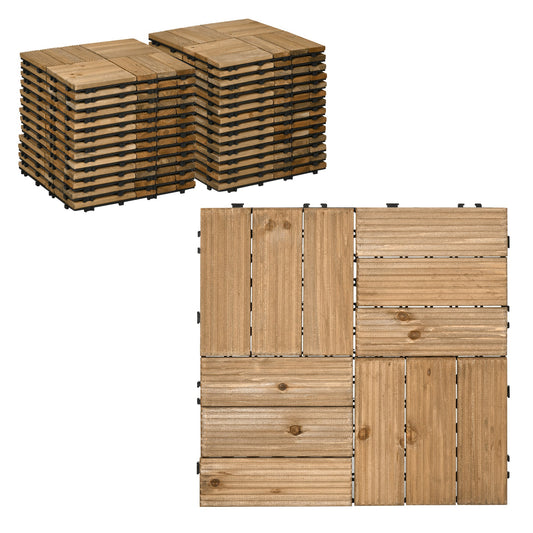 27-Piece Wooden Interlocking Decking Tiles