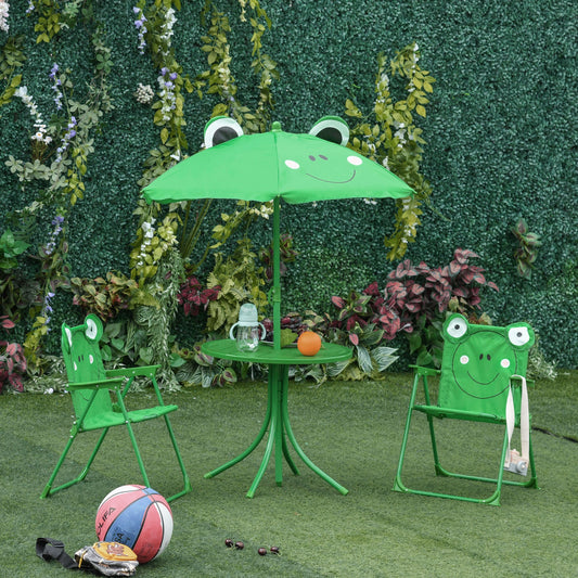 Kids Picnic Table and Chair Set Frog w/ Removable Adjustable Umbrella