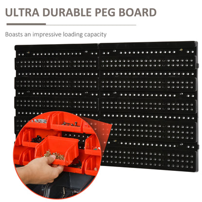 DURHAND PP Wall Mounted 30-Compartment Tool Hardware Organiser Red/Grey