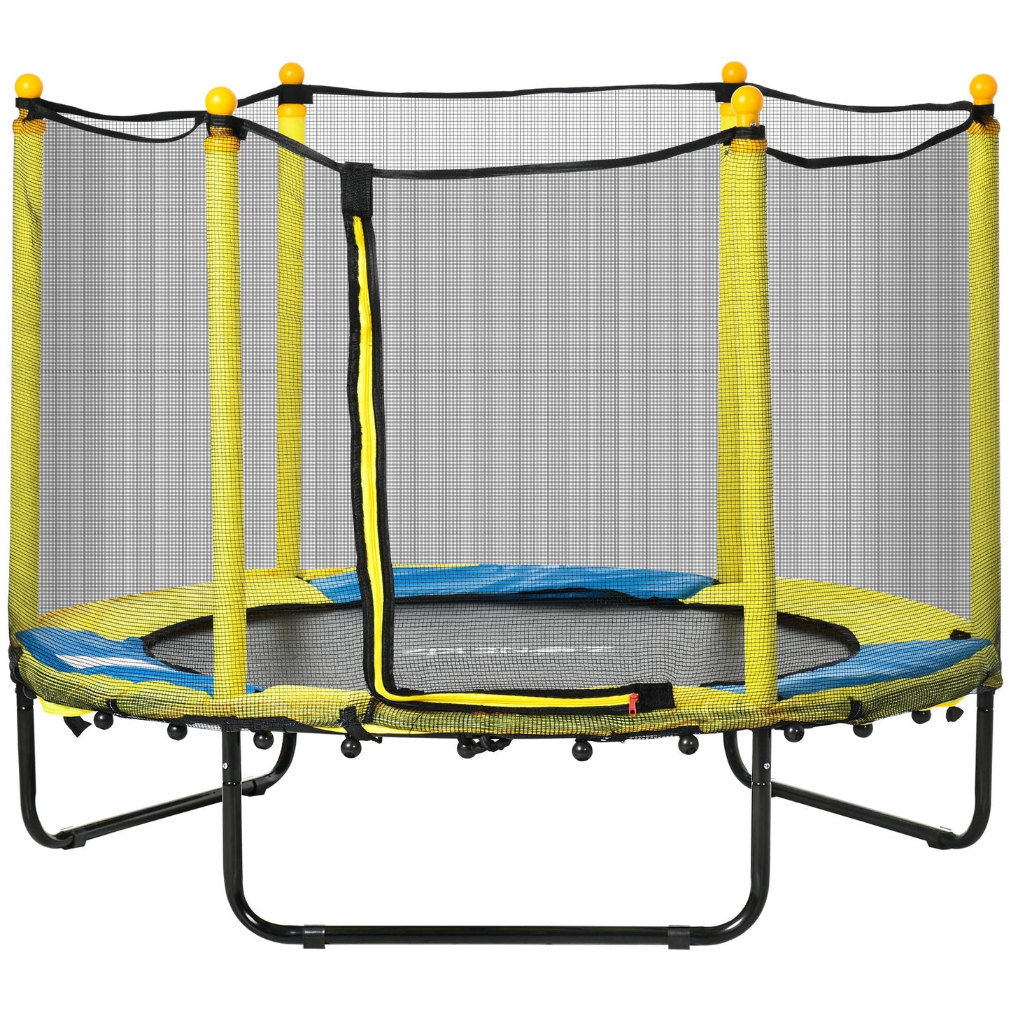 4.6FT / 55 Inch Kids Trampoline with Enclosure Safety Net Pads Indoor Trampolines for Child 1-10 Years Old