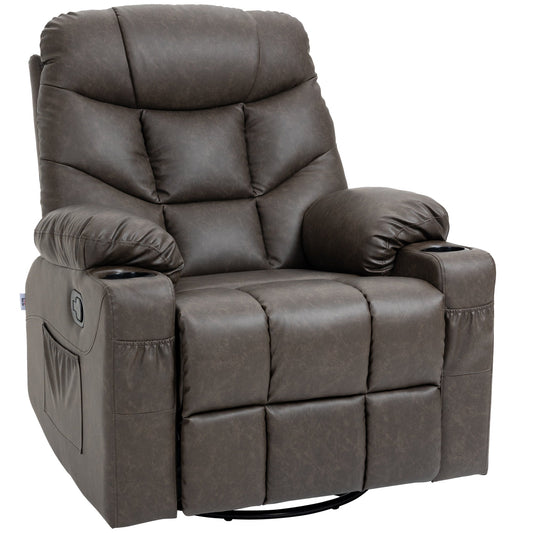 Faux Leather Reclining Armchair - Brown