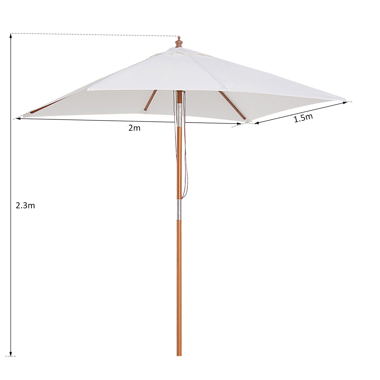 2m x 1.5m Garden Parasol Umbrella with Tilting Sunshade Canopy