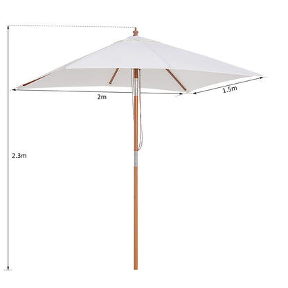 2m x 1.5m Garden Parasol Umbrella with Tilting Sunshade Canopy