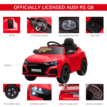 Audi RS Q8 6V Kids Electric Ride On Car Toy w/ Remote USB MP3 Bluetooth Red