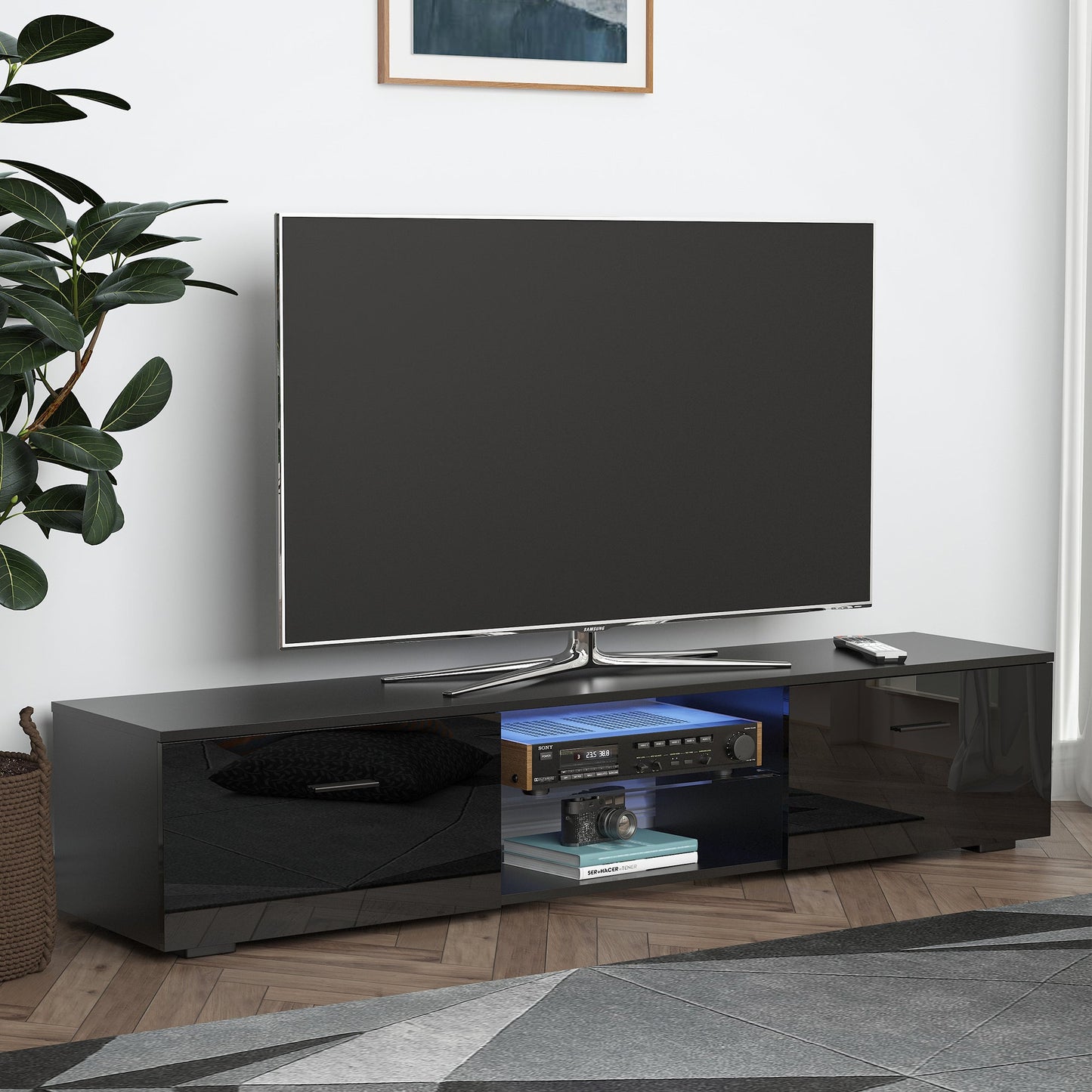 TV Stand Cabinet with High Gloss Front Door