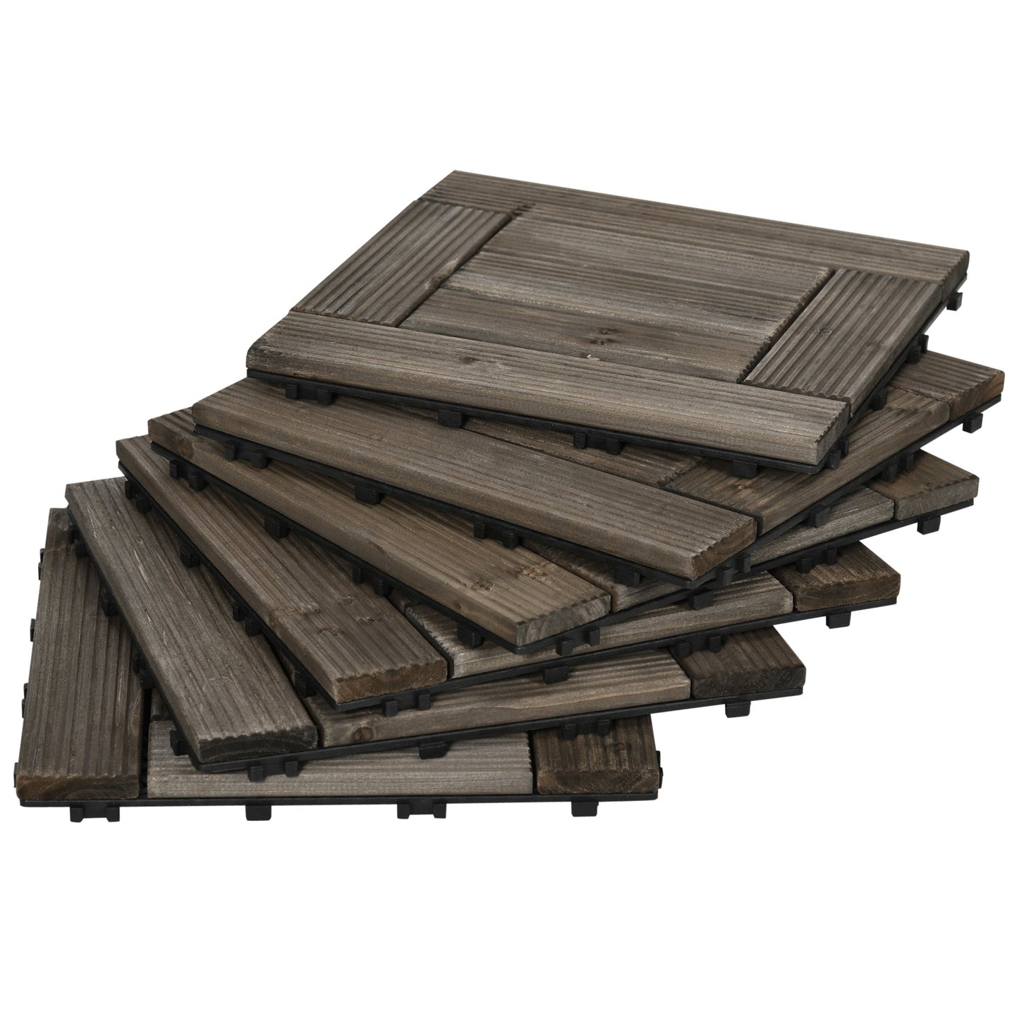 27-Piece Wooden Interlocking Decking Tiles