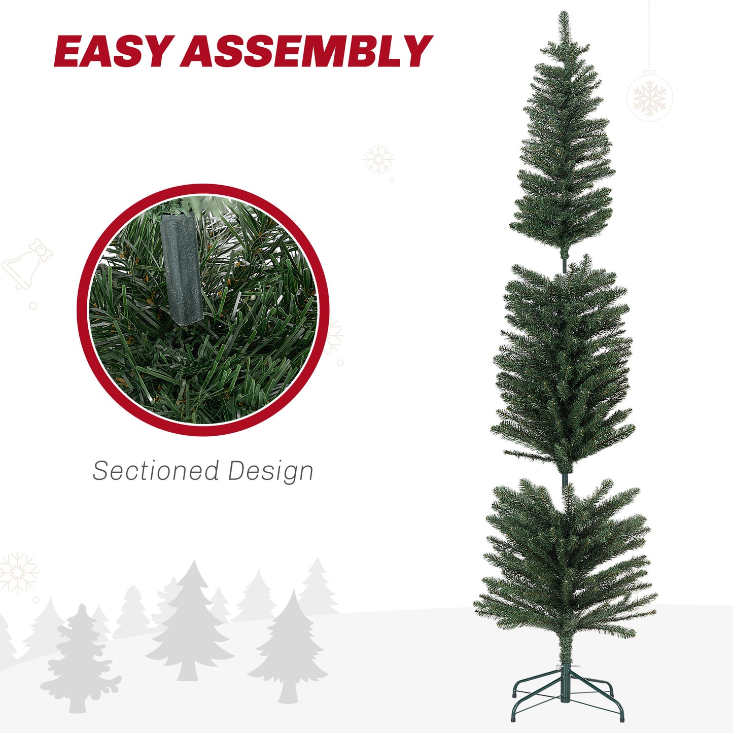 6ft Slim Christmas Tree Artificial -  329 Tips