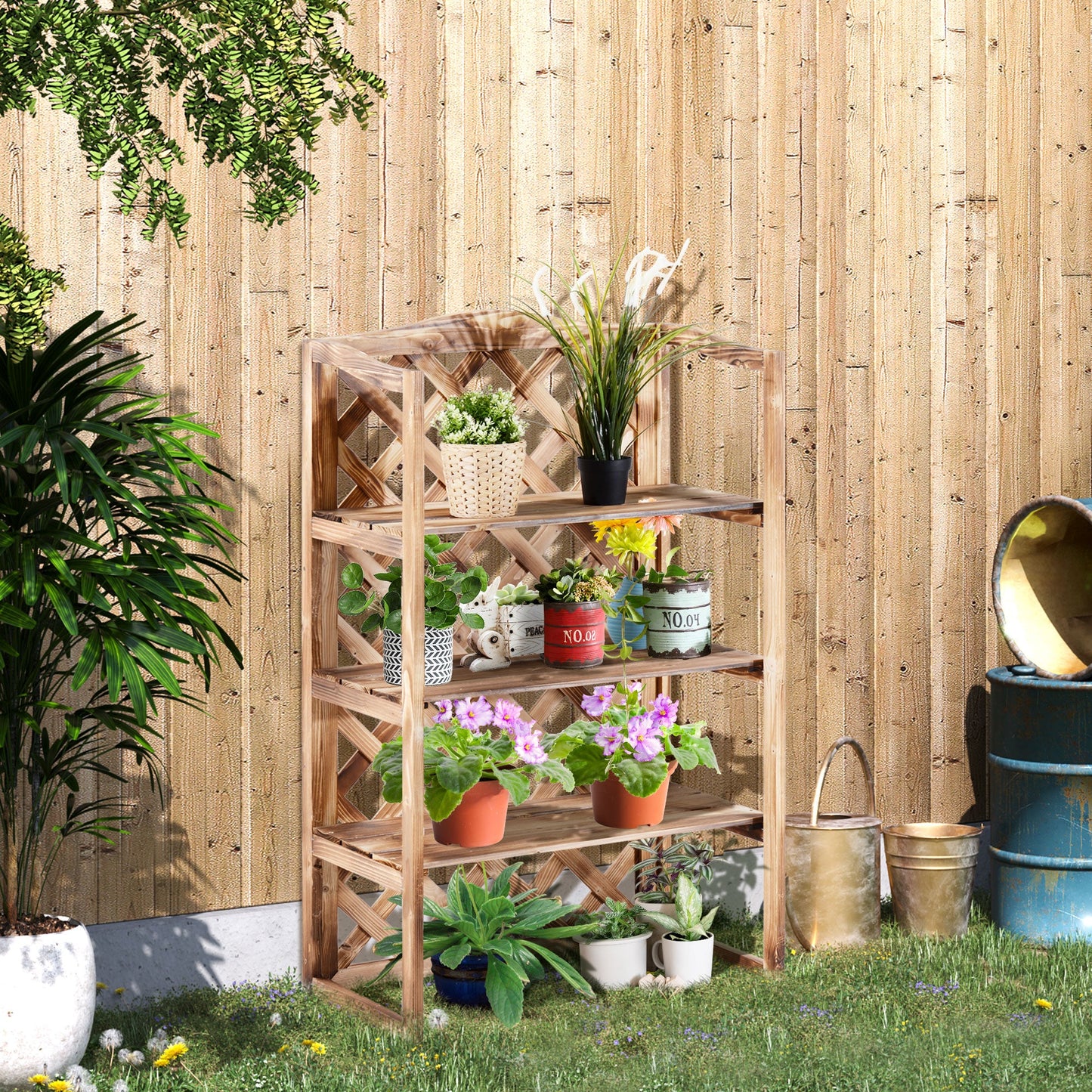 3-Tier Wooden Plant Stand Shelf