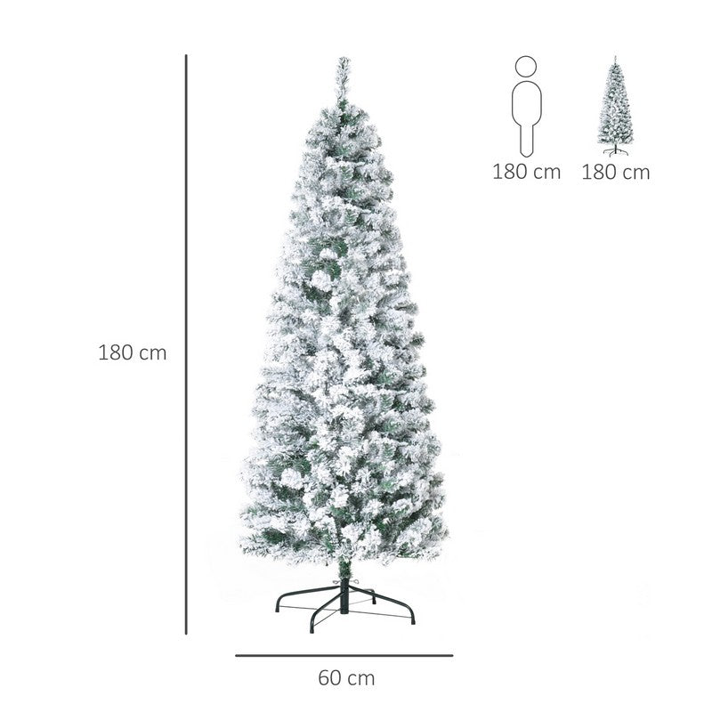 5ft Prelit Christmas Tree Artificial - White Frosted Green with LED Lights Warm White 348 Tips