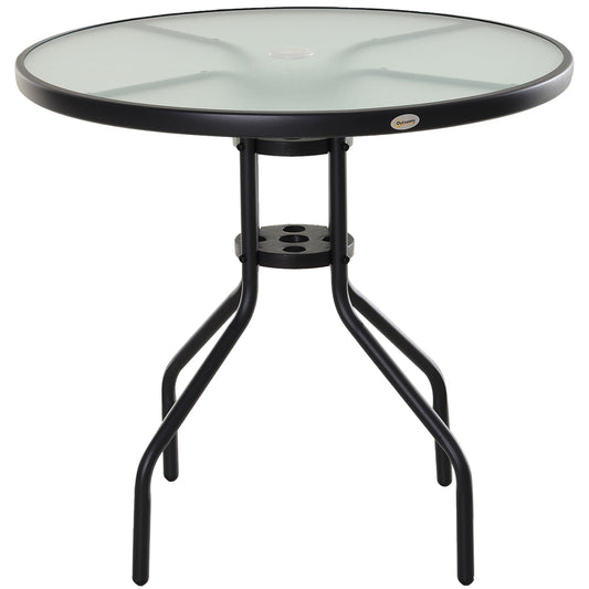 Bistro Table Outdoor Round Dining Coffee Table with Parasol Hole