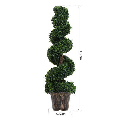 Outsunny Set of 2 Artificial Spiral Topiary Plant