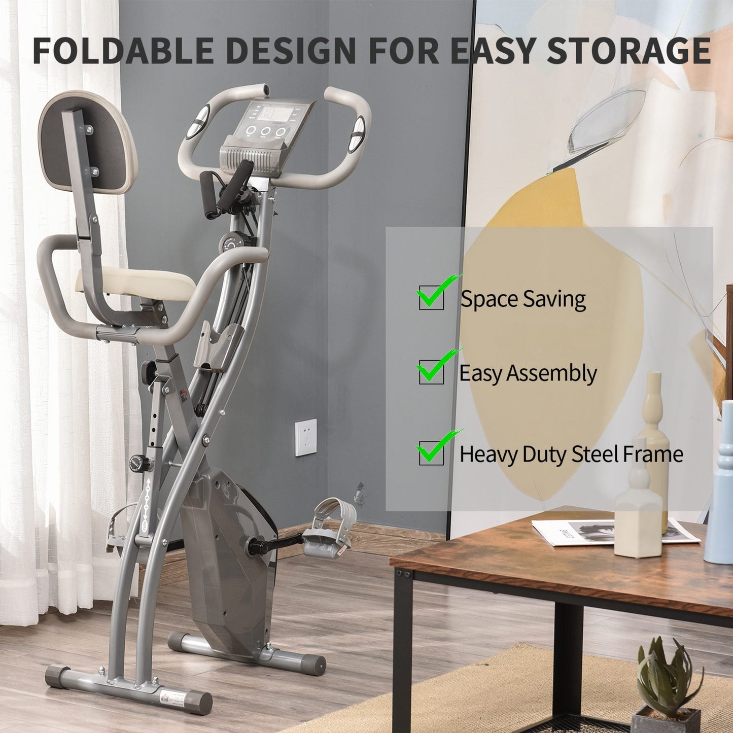 2-In-1 Upright Exercise Bike Adjustable Resistance Fitness Home Cycle Grey