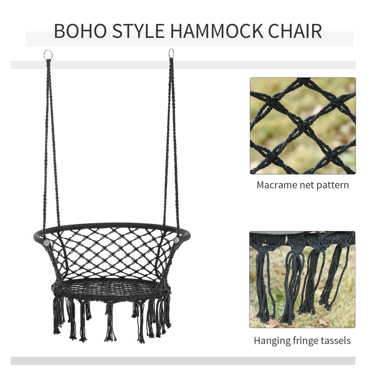 Outdoor Hanging Rope Chair with Cotton Rope