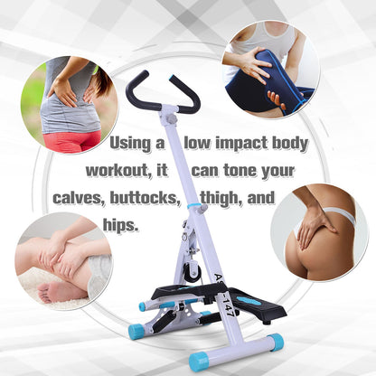 Stepper w/ Handle Hand Grip Workout Fitness Machine For Fitness Aerobic Exercise Home Gym White