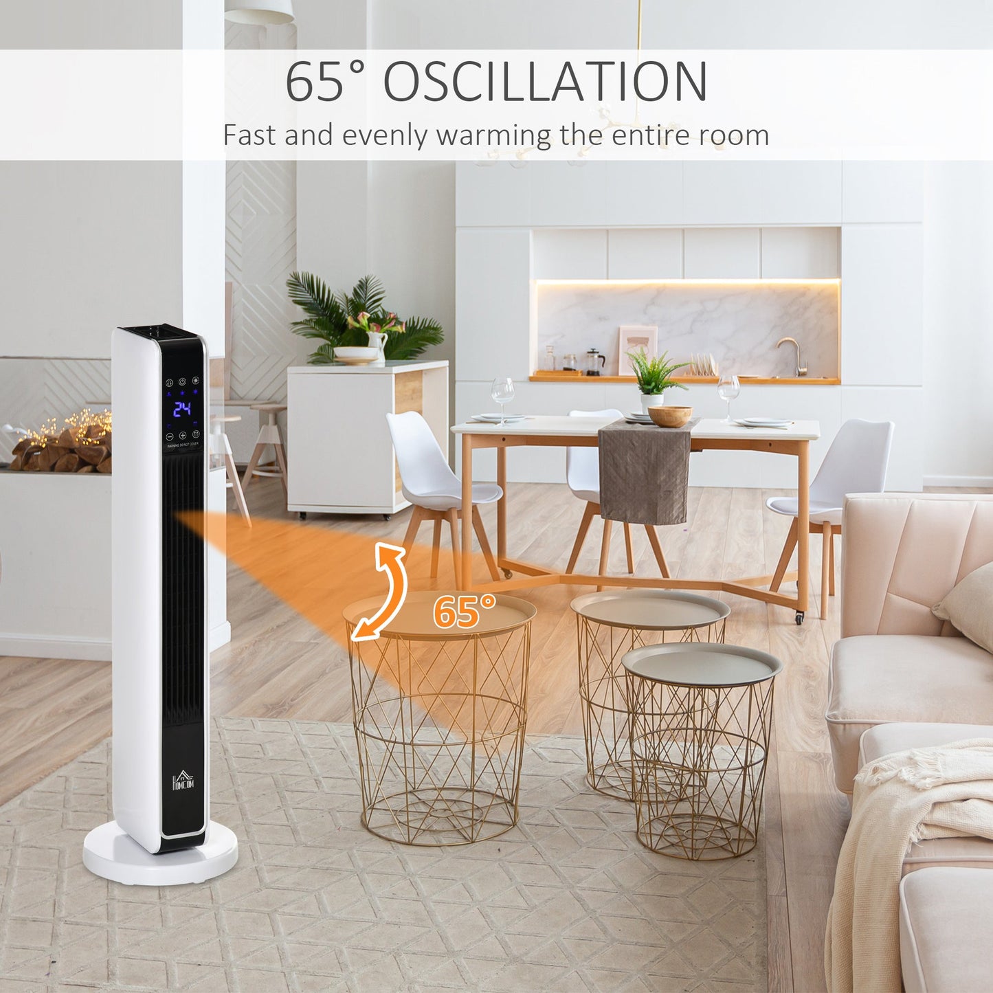 Ceramic Space Heater Indoor Tower Heater with Oscillation Remote Control Timer