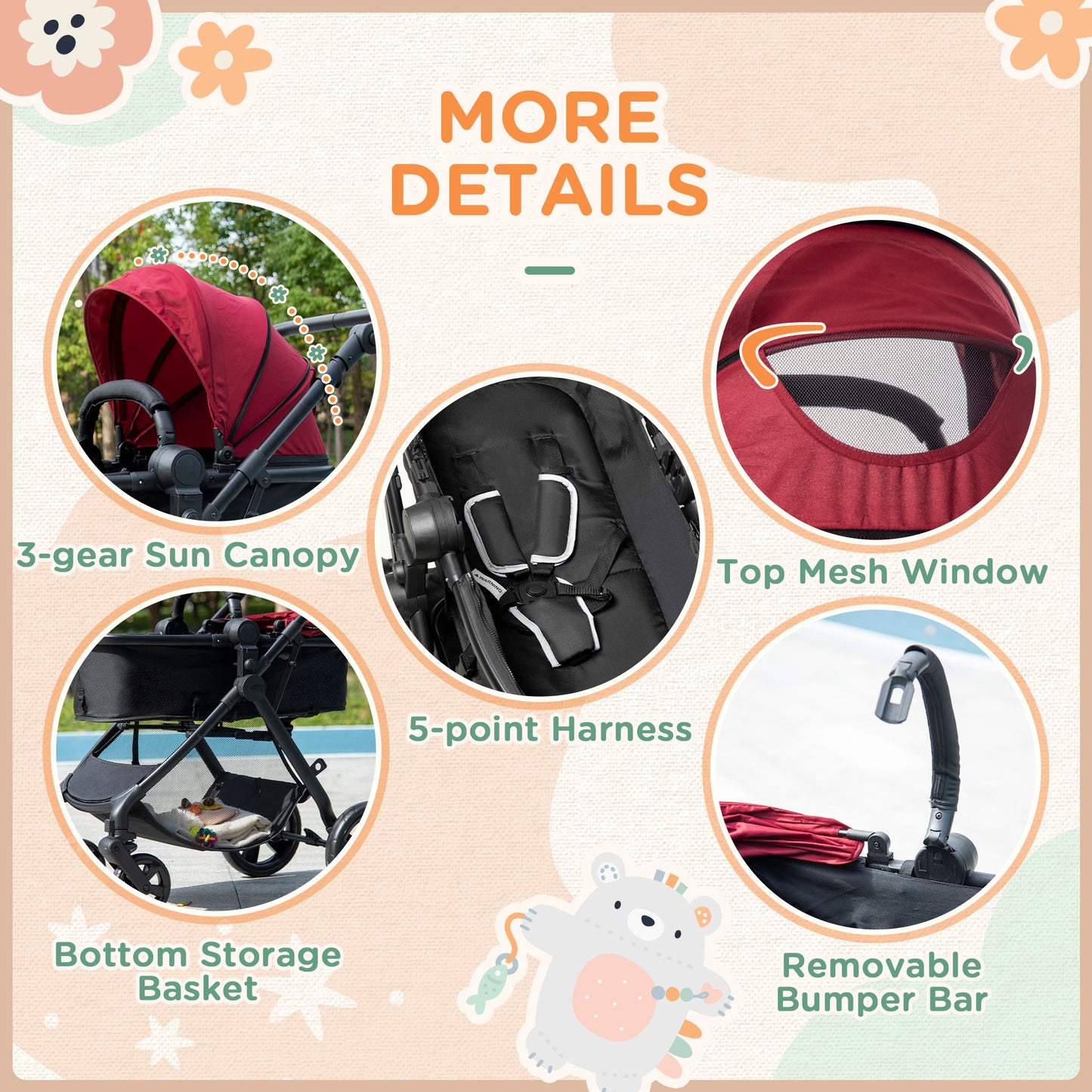 2 in 1 Lightweight Pushchair w/ Reversible Seat