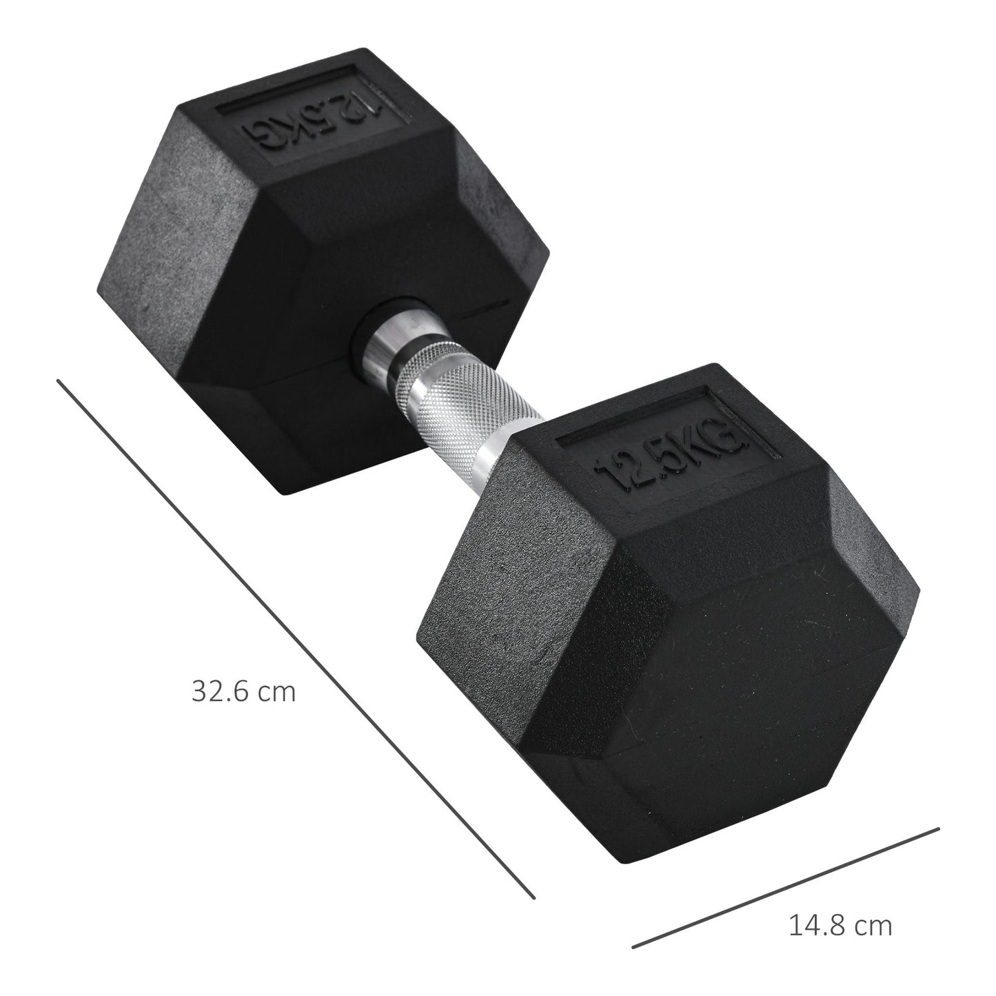 Homcom 12.5KG Single Rubber Hex Dumbbell Portable Hand Weights Dumbbell Home Gym