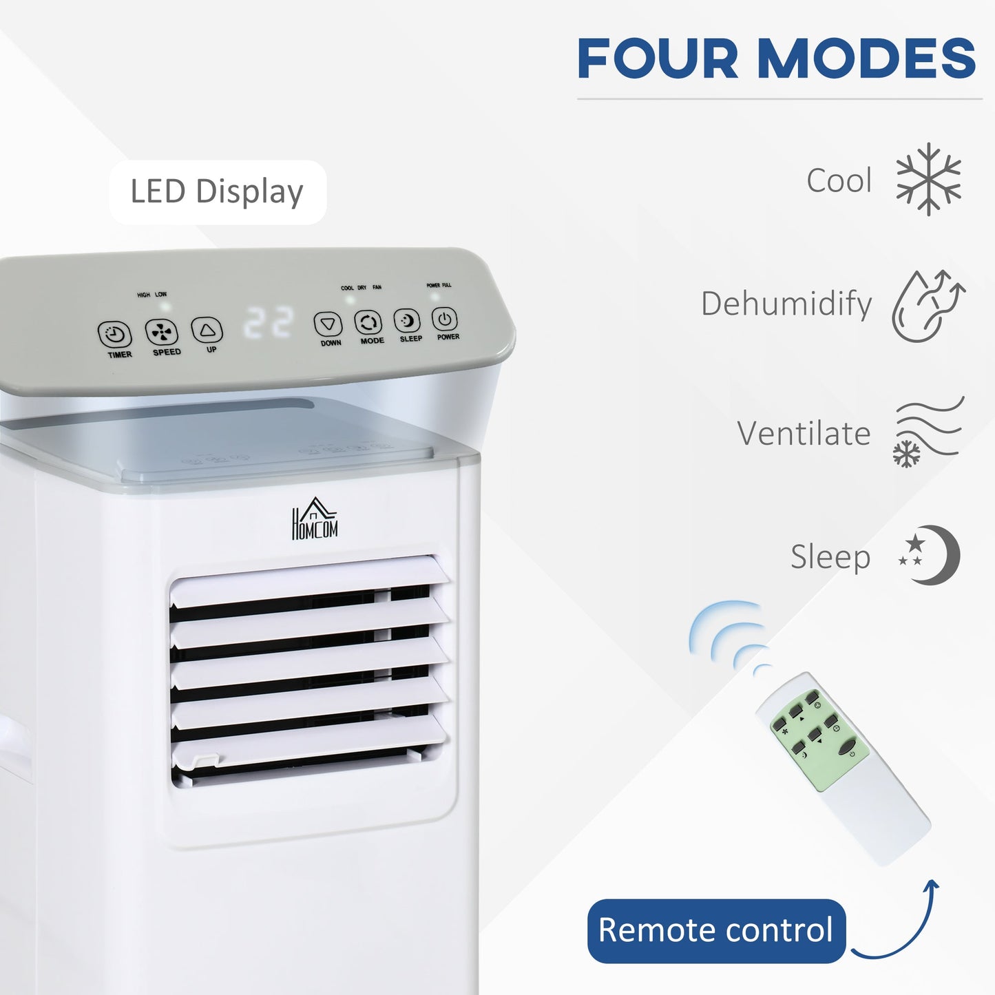 A Rated 7,000 BTU 4-In-1 Portable Dehumindifier With Remote & 24 Hour Timer