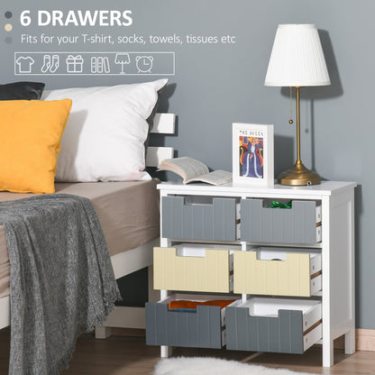 Chest of Drawers Storage Side Cabinet w/ 6 Detachable Drawers Home Furniture