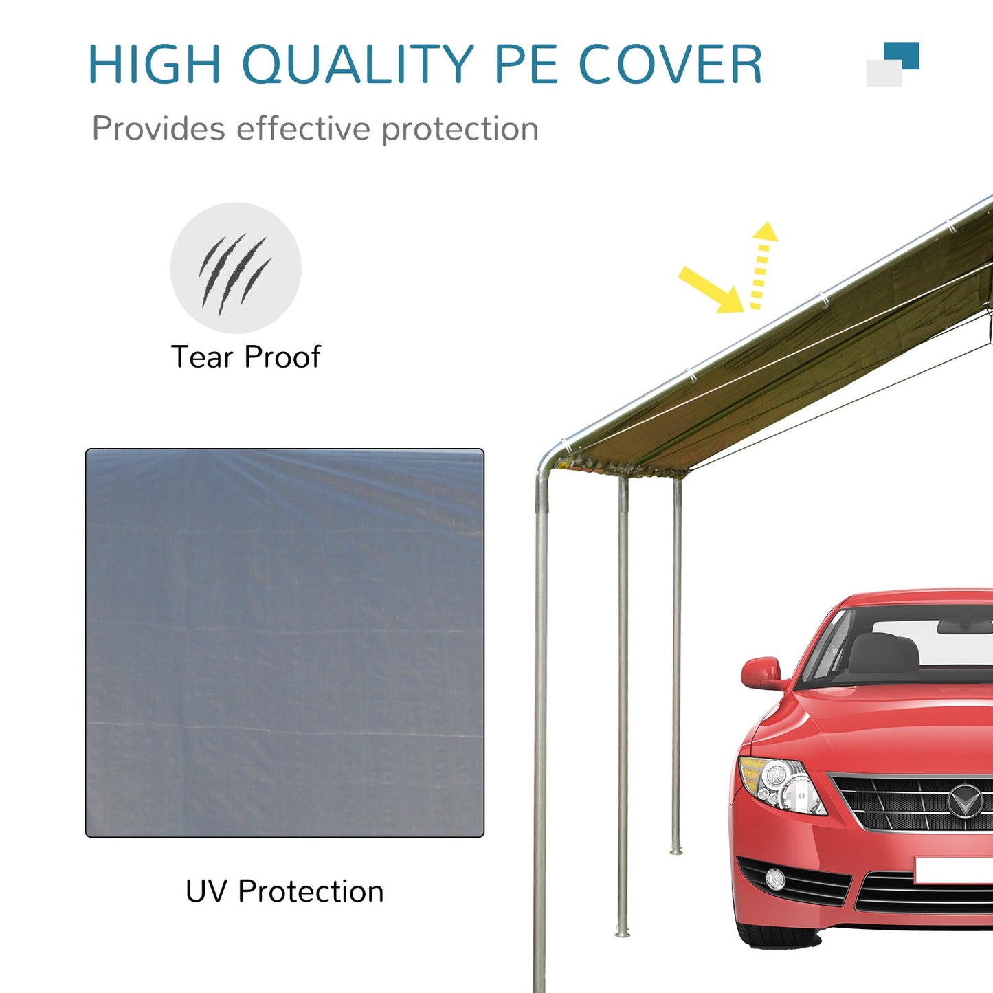 3 x 6m Heavy Duty Carport Garage Car Shelter Galvanized Steel Outdoor Open Canopy Tent Water UV Resistant Waterproof