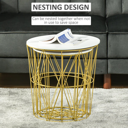 Set of 2 Nesting Side Tables with Storage