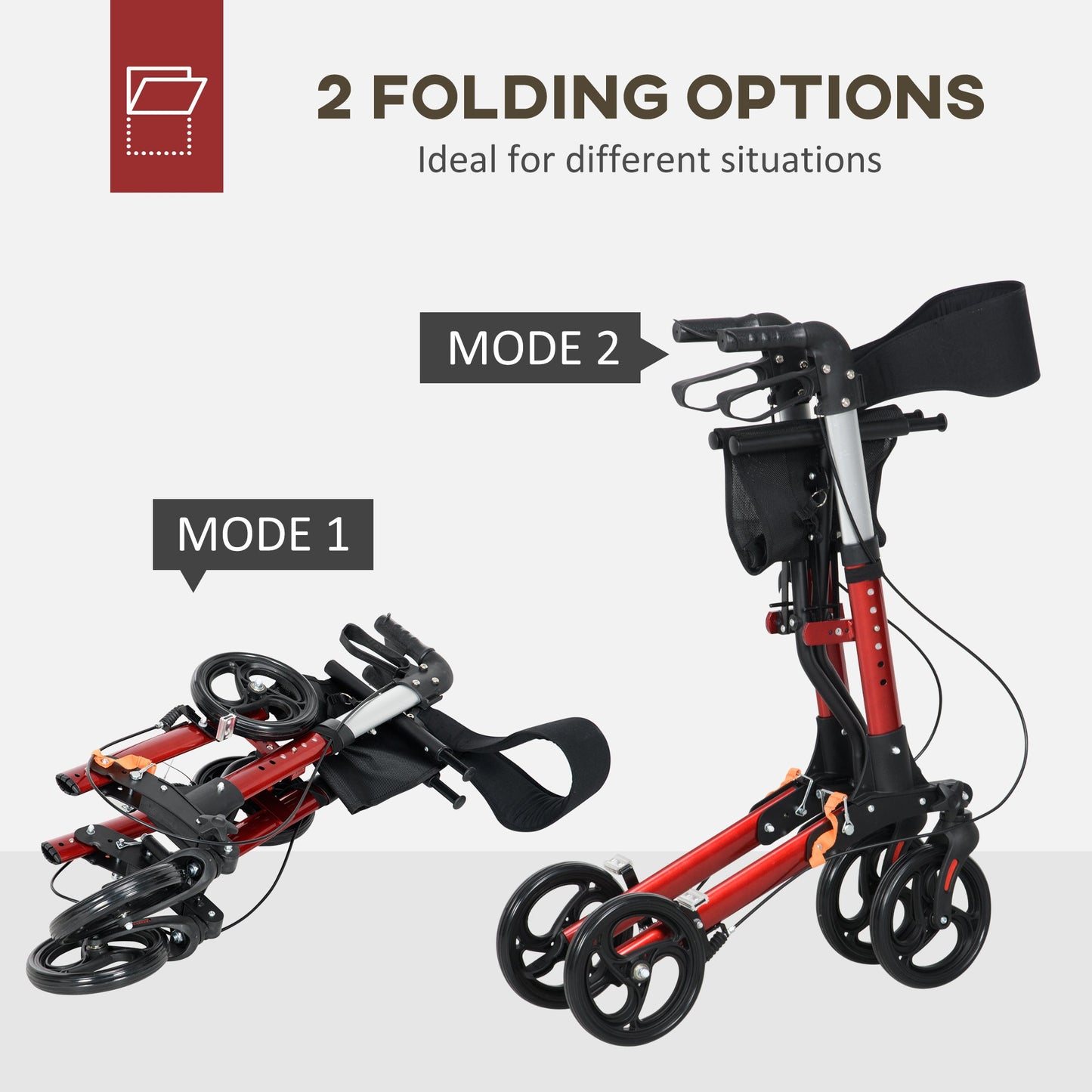 Folding Rollator Walker with Seat and Backrest