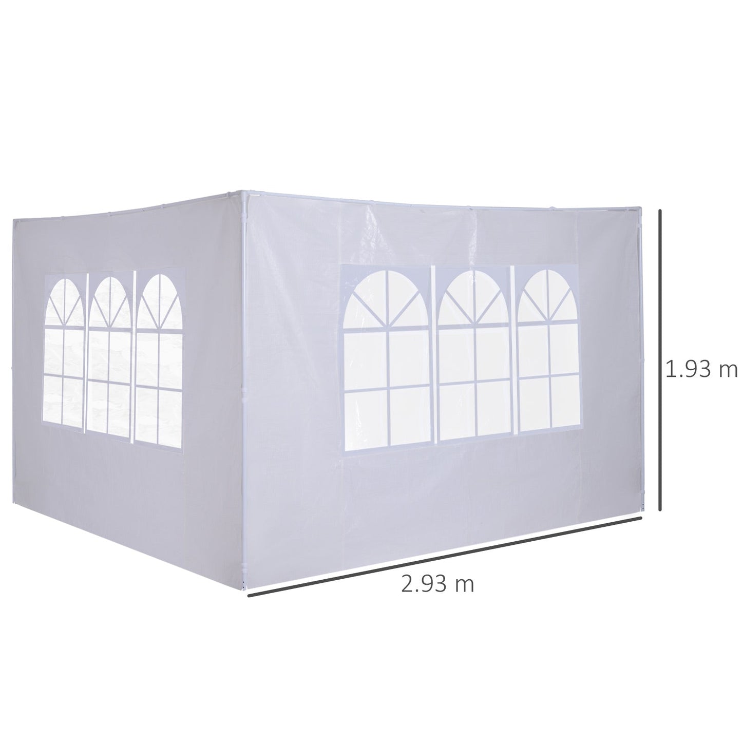 3 Meters Gazebo Side Panels Canopy Marquee Replacement Exchangeable Side Panel Walls White