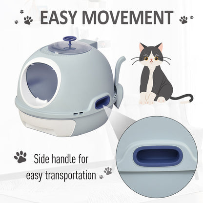 PawHut Cats Rooftop Plastic Easy Clean Litter Box Blue