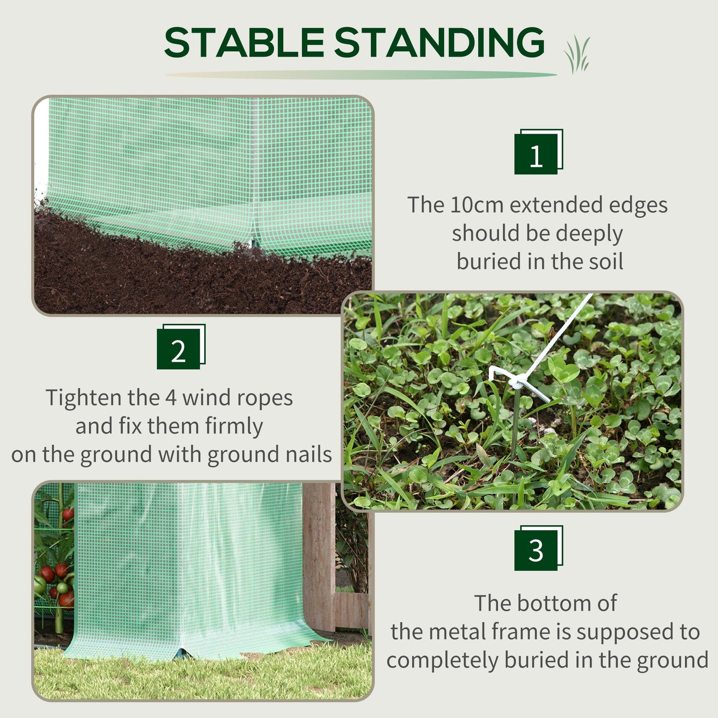 Outdoor Greenhouse Poly Tunnel Plants Reinforced Top Cover 1.98 X 0.77 X 1.49 M