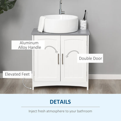 kleankin Pedestal Under Sink Cabinet with Double Doors