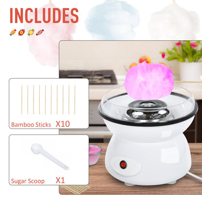 450W Electric Candyfloss Machine Kit Non-Stick Plates Fairground Fun Children Adult Party Gift Home Sweet Metal Body w/ Accessories White